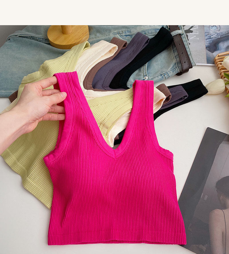 V-Neck Ribbed Padded Camisole